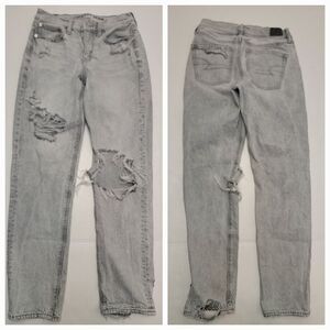AMERICAN EAGLE Jeans SZ 0 Womens 90s Straight Distressed Acid Wash Gray